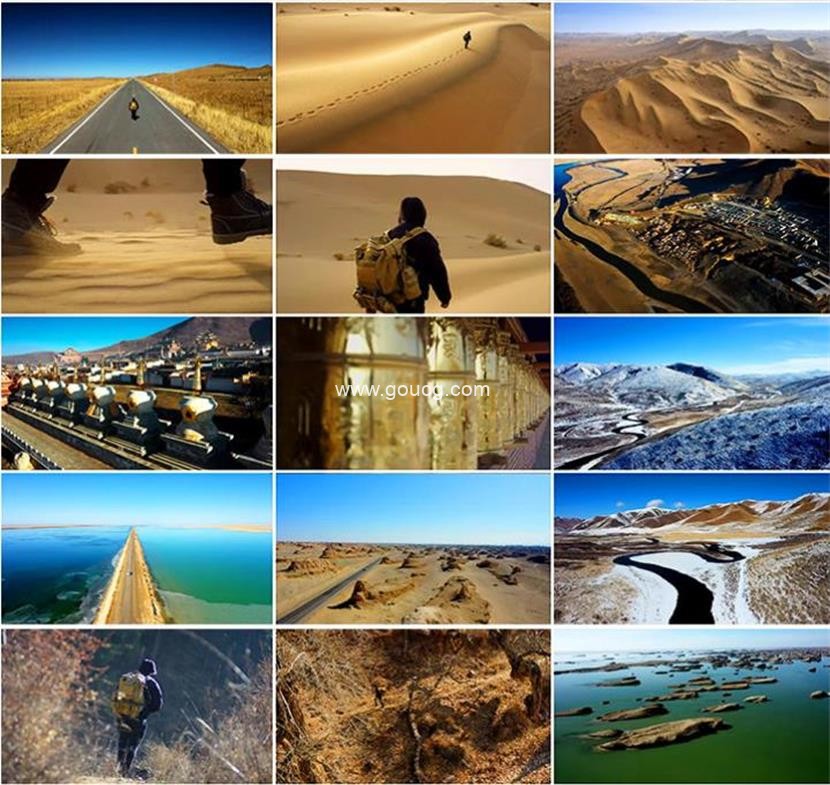 青海甘肃旅游徒步励志前行沙漠脚步背影自驾视频素材