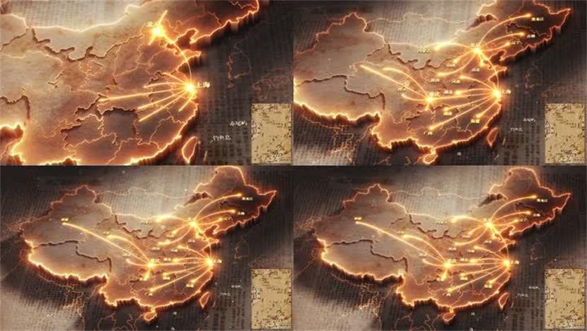 复古中国地图-辐射全国ae模板